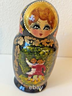 Vtg Carved Russian Nesting Dolls SERGIEV POSAFD Matryoshka FOLKTALE Moscow 1997