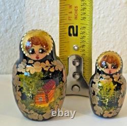 Vtg Carved Russian Nesting Dolls SERGIEV POSAFD Matryoshka FOLKTALE Moscow 1997