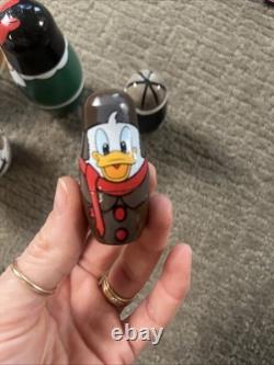 Vtg Disney Cruise Line Russian Nesting Dolls Set Mickey Minnie Goofy Donald Ship