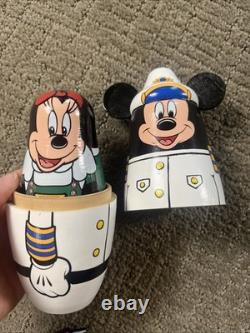 Vtg Disney Cruise Line Russian Nesting Dolls Set Mickey Minnie Goofy Donald Ship