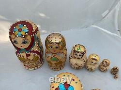 Vtg Lot #54 Wood Russian Nesting Stacking Dolls 8 -Sets Collection -Free Ship