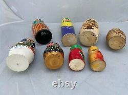 Vtg Lot #54 Wood Russian Nesting Stacking Dolls 8 -Sets Collection -Free Ship