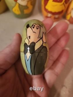 Vtg Matryoshka RARE Disney Uncle Scrooge McDuck Fam Nesting Dolls Russian SIGNED