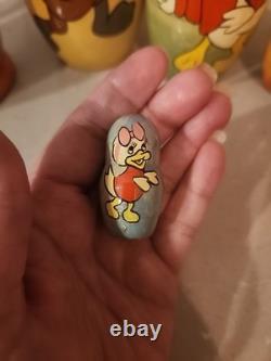 Vtg Matryoshka RARE Disney Uncle Scrooge McDuck Fam Nesting Dolls Russian SIGNED