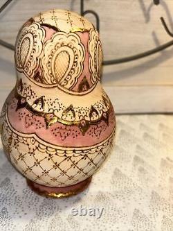 Vtg Rainbow Wood Burned Matryoshka Nesting Russian Dolls 10 Pce 7 Signed