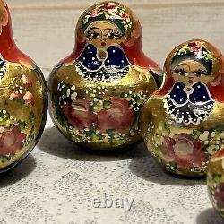 Vtg Russian Hand Painted Matryoshka 10 PCE Nesting Doll 7 Multi-color Signed