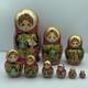Vtg Russian Matryoshka 9 Nesting Dolls Hand Painted Fairy Tales Scenes & Flowers