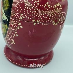 Vtg Russian Matryoshka 9 Nesting Dolls Hand Painted Fairy Tales Scenes & Flowers