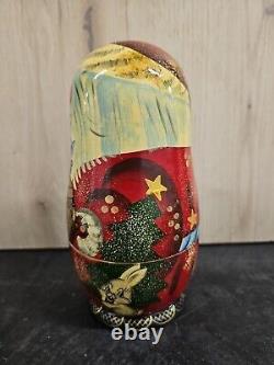 Vtg. Russian Ornament Set 8 Nest Matryoshka Doll Christmas New. S3