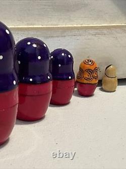 Vtg Russian Traditional Matryoshka Hand Painted Nesting Doll 10 Pce 10 Tall