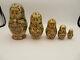 Vtg Set Of 5 Russian Matryoshka Hand Painted Wood Nesting Dolls Signed Beautiful