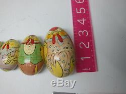 Vtg Wooden Russian NESTING Dolls EGG Chicken Easter Anthropomorphic Matryoshka