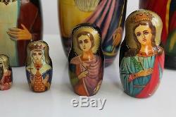 Vtg signed Palenkov Moskow 1993 Russian Nesting Matryoshka Dolls 9pcs. BIG 28cm
