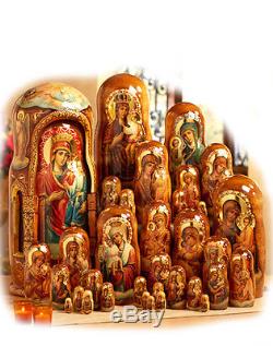 WOW 35 PIECE Matryoshka Madonna Child Russian Icon Dolls the Theotokos 26 inch
