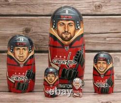 Washington Capitals Hockey Sport Doll 7.08 Hand Painted Russian Nesting Doll