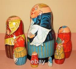 Wedding Bride & Groom Matryoshka Genuine Russian nesting dolls 5 FUNNY Babushka