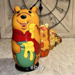 Winnie The Pooh and Friends Russian Made Matryoshka Nesting Dolls 7 Pc