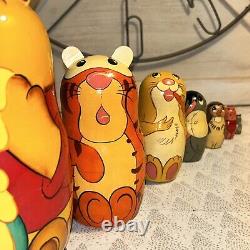 Winnie The Pooh and Friends Russian Made Matryoshka Nesting Dolls 7 Pc