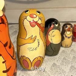 Winnie The Pooh and Friends Russian Made Matryoshka Nesting Dolls 7 Pc