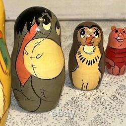 Winnie The Pooh and Friends Russian Made Matryoshka Nesting Dolls 7 Pc