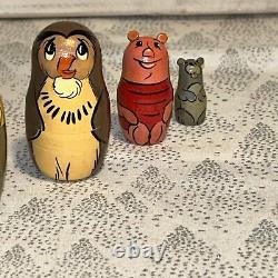 Winnie The Pooh and Friends Russian Made Matryoshka Nesting Dolls 7 Pc