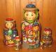 Winter Matryoshka & Children Christmas Nesting Dolls 5 Hand Painted Ryabova Art