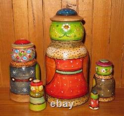 Winter Matryoshka & Children Christmas Nesting dolls 5 HAND PAINTED RYABOVA ART