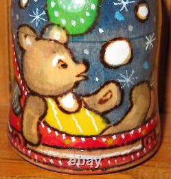 Winter Matryoshka & Children Christmas Nesting dolls 5 HAND PAINTED RYABOVA ART