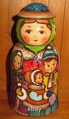 Winter Matryoshka & Children Christmas Nesting dolls 5 HAND PAINTED RYABOVA ART