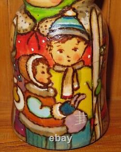 Winter Matryoshka & Children Christmas Nesting dolls 5 HAND PAINTED RYABOVA ART