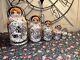 Winter Scene Russian 7 Pce Matryoshka Nesting Doll 8.5- Purple, White Signed
