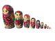 Wooden 10 Piece Russian Matryoshka Dolls Vintage Decoration From Ussr