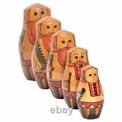 Wooden Lumberjack Russian Matryoshka Nesting Dolls Rare Redhead Beard (Flaws)